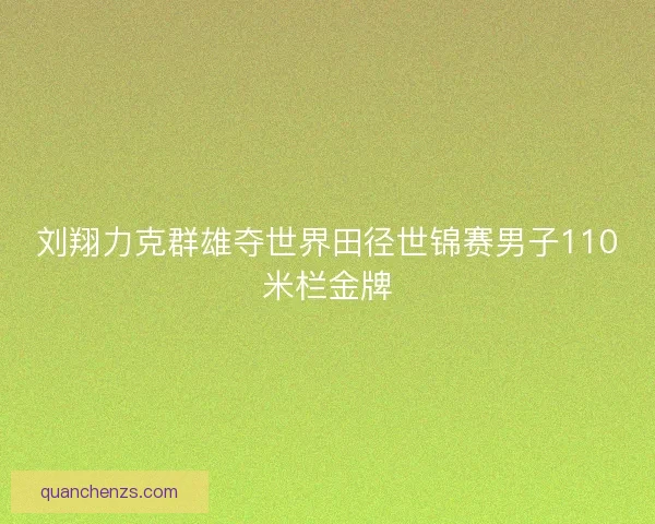 刘翔力克群雄夺世界田径世锦赛男子110米栏金牌
