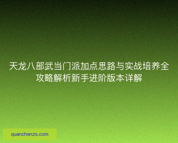 天龙八部武当门派加点思路与实战培养全攻略解析新手进阶版本详解 天龙八部武当门派加点思路与实战培养全攻略解析新手进阶版本详解